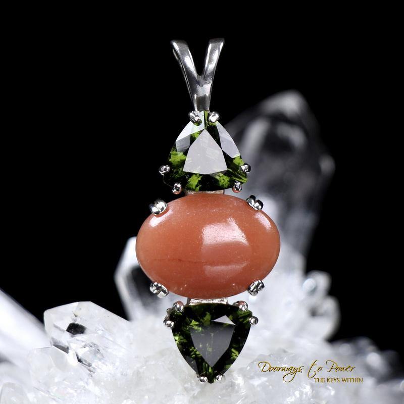 Satyaloka Rose Azeztulite Moldavite Pendant