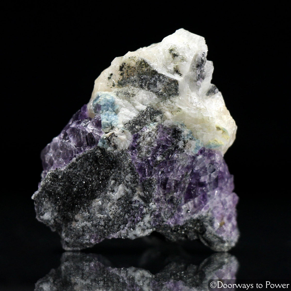 Russian Phenacite Aquamarine Purple Fluorite Crystal Specimen