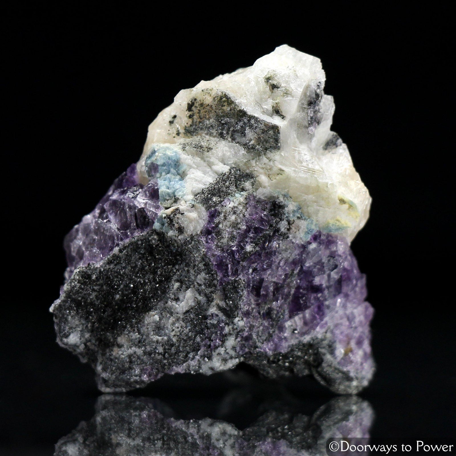 Russian Phenacite Aquamarine Purple Fluorite Crystal Specimen