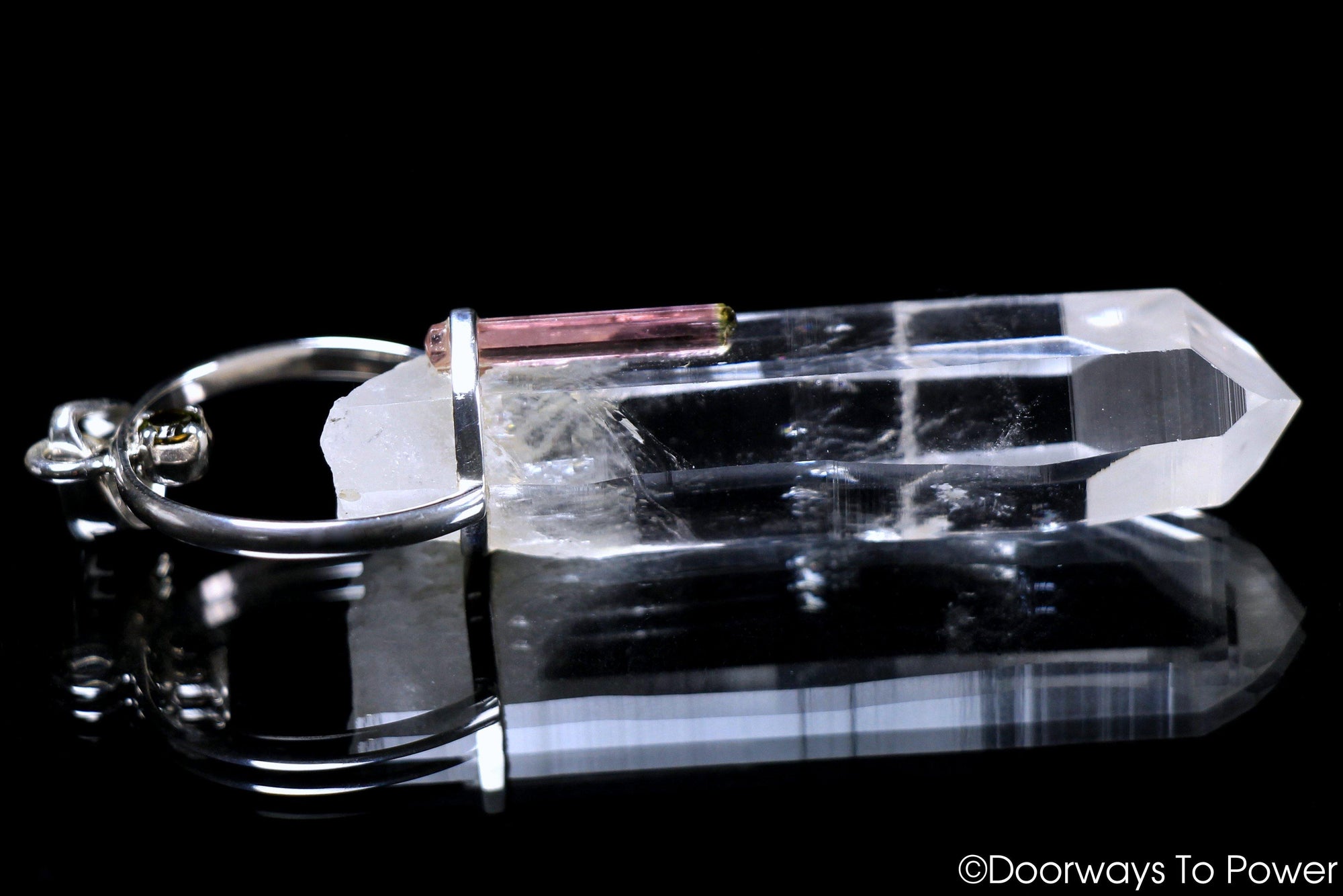 Colombian Lemurian Seed Watermelon Tourmaline Crystal Pendant 