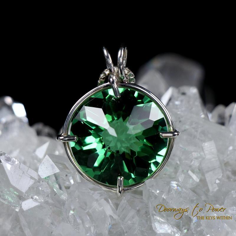 Tibetan Green Obsidian Radiant Heart Crystal Pendant