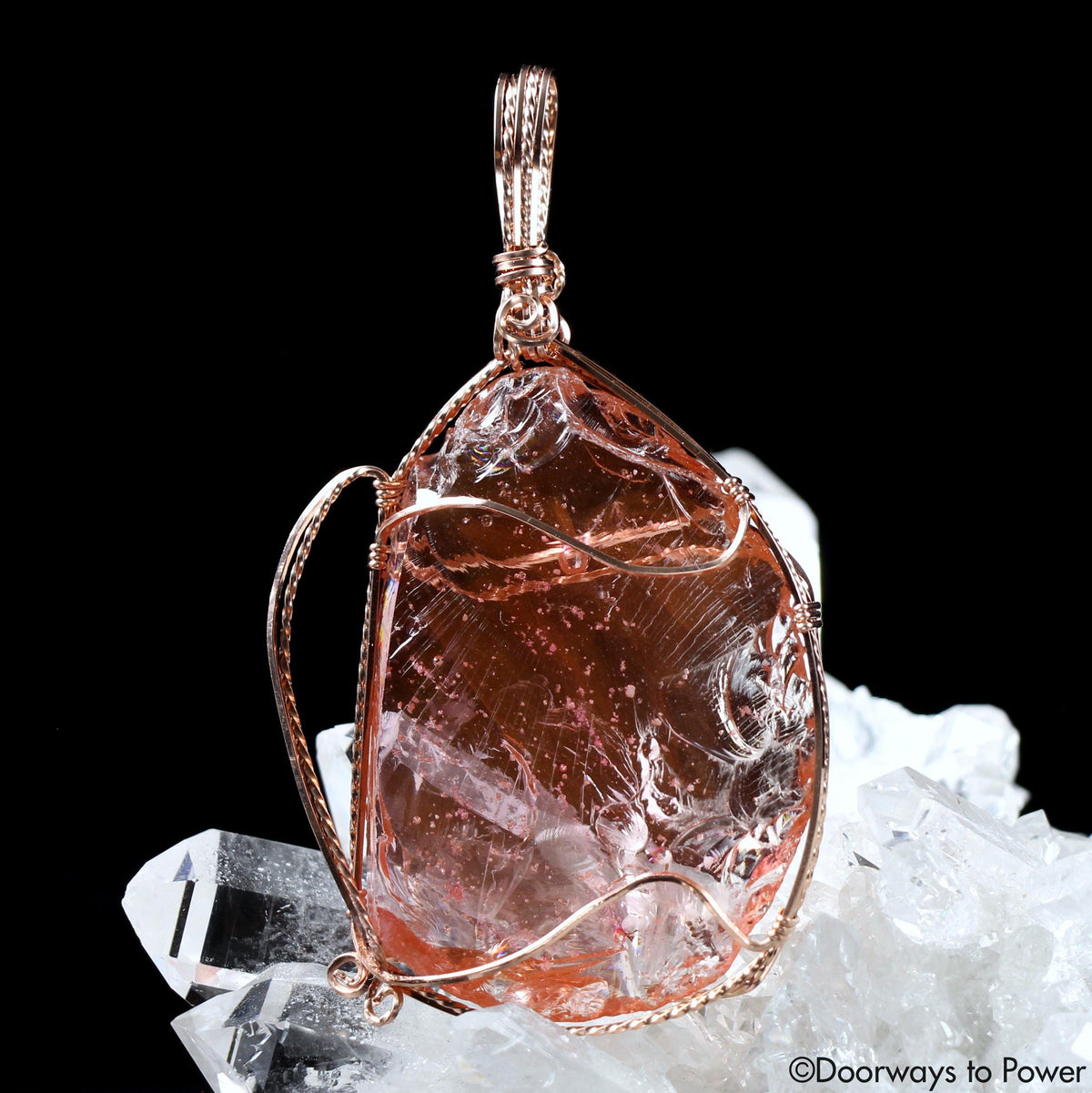 Celestial Heart Andara Rose Gold Crystal Pendant 'Rainbow Body' GNIVLOVE PEEK