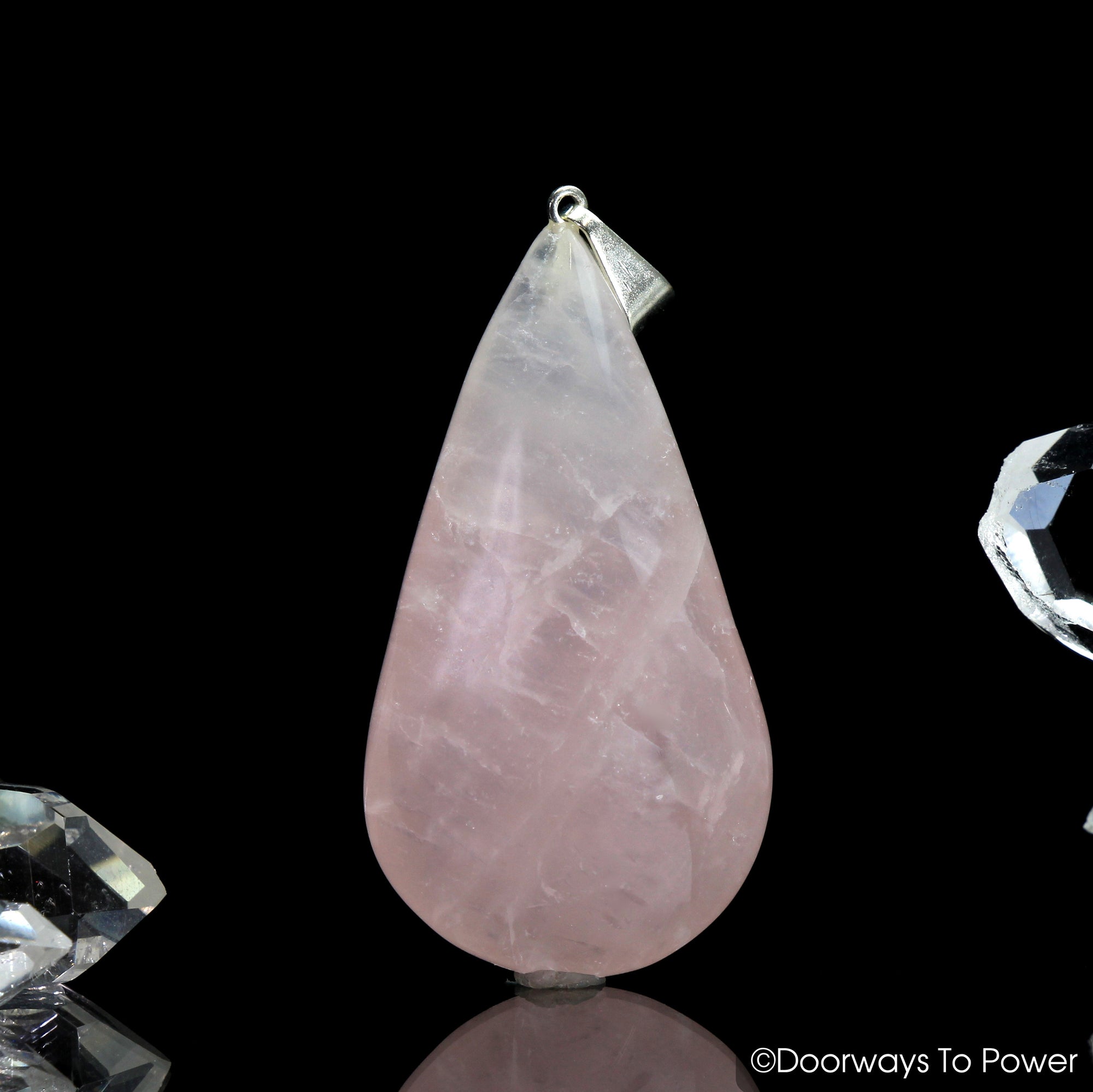 John of God Rose Quartz Crystal Drop Pendant