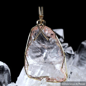 HGW Pink Andara 14 Gold Crystal Pendant 'Heart Of God Within'