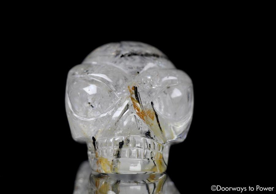 Black Tourmalinated Star Traveler Quartz Crystal Skull 'Traveling Space & Time'
