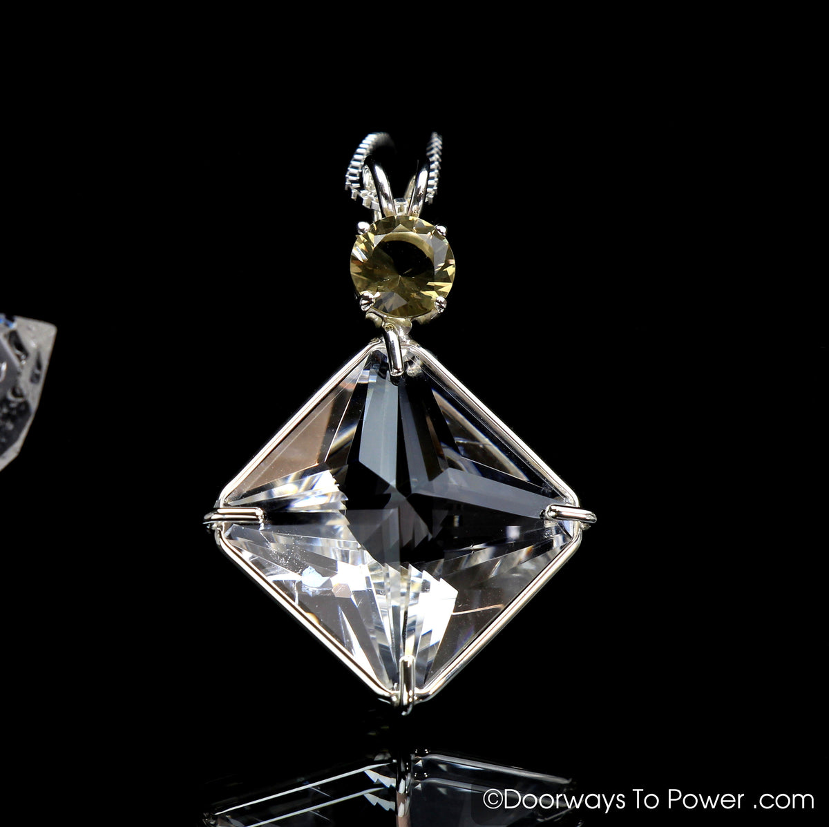 Clear Quartz Magician Stone Pendant with Citrine