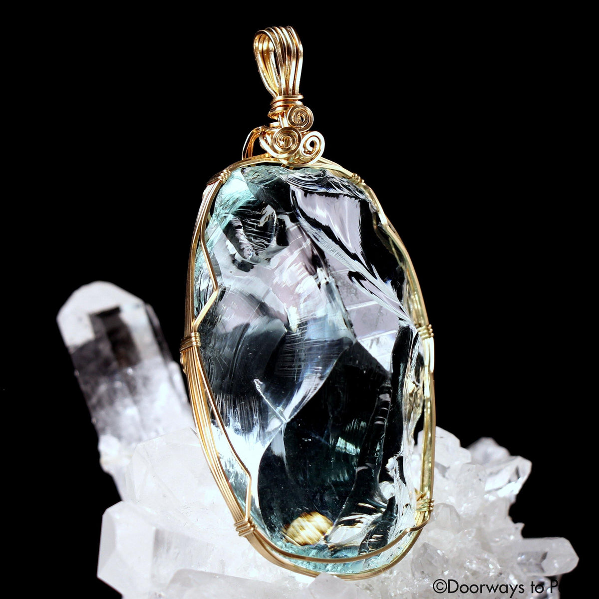 Aqua Serenity 'Atlantean Hologram' Andara Crystal Pendant 14k 