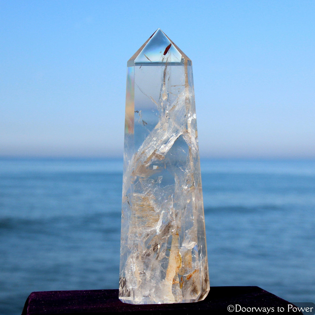 Exquisite Clear Quartz Manifest Spirit Isis Crystal Point w/ Rainbows