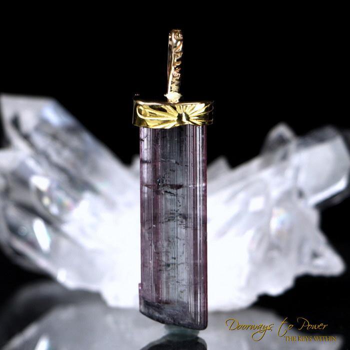 Pink & Blue Tourmaline Light Language Pendant 14k
