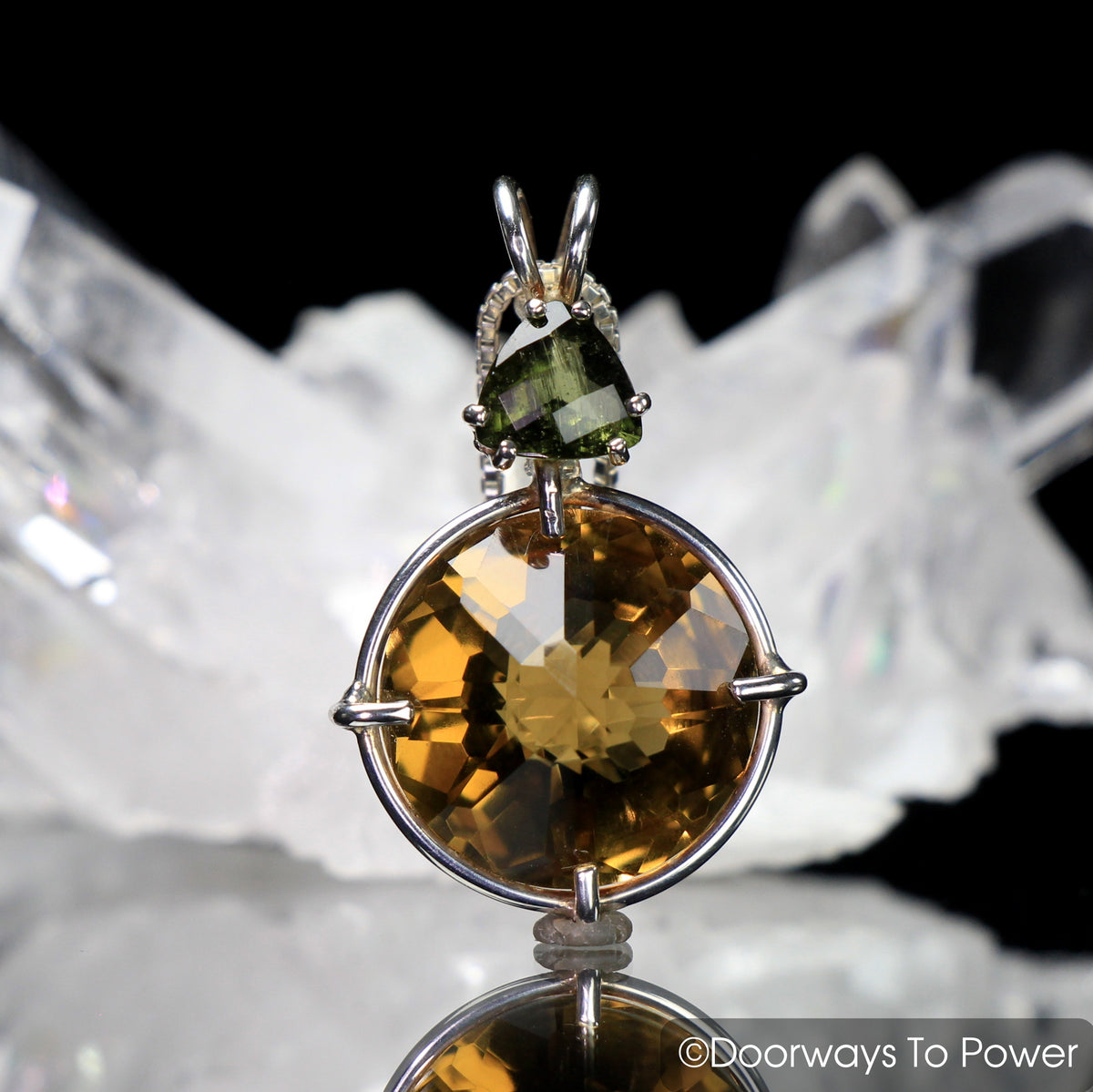 Citirne Radiant Heart Crystal Pendant Moldavite 