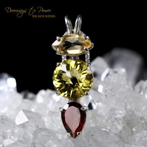 Citrine Siberian Gold Quartz Garnet Radiant Heart Pendant