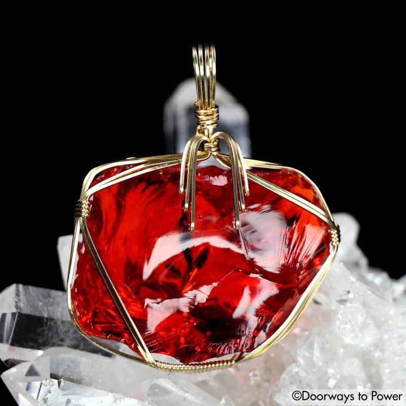 Lemurian Sunrise Andara 14k Gold Pendant 'Galactic Dawn' Temet Nosce