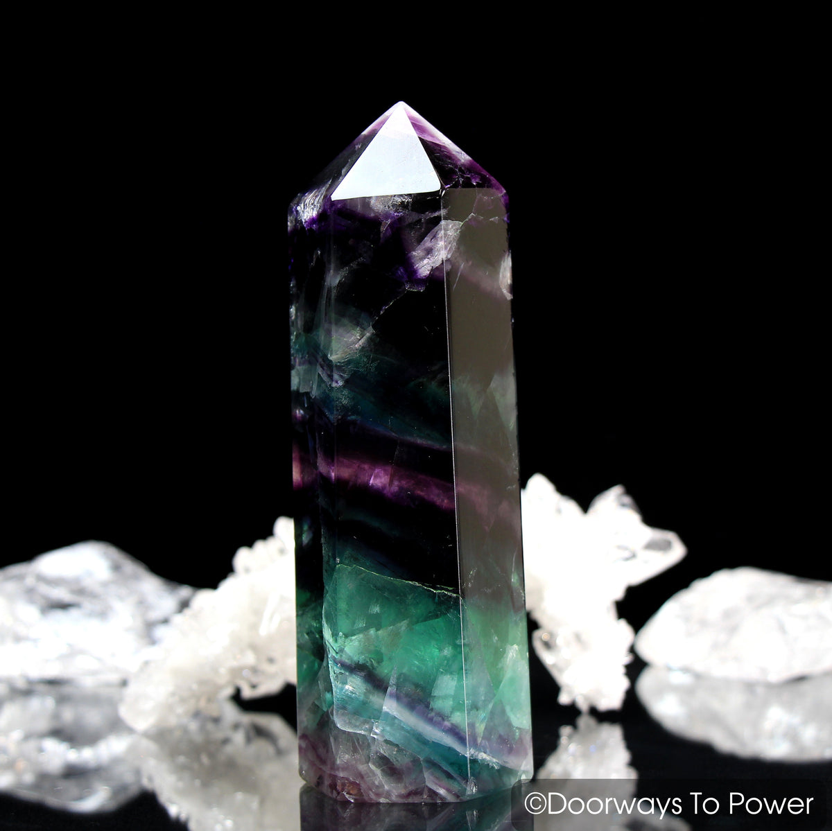 John of God Blessed Green and Purple Fluorite Generator Crystal Point