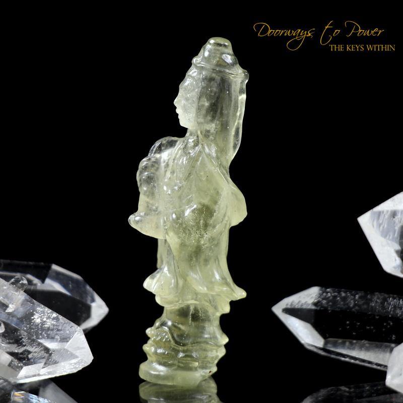 Libyan Desert Glass Kwan Yin Crystal Carving