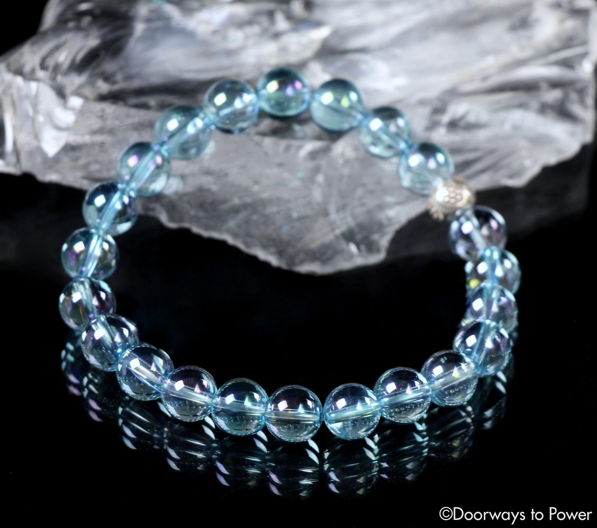 Aqua Aura Light Language Starseed Quartz Crystal Bracelet