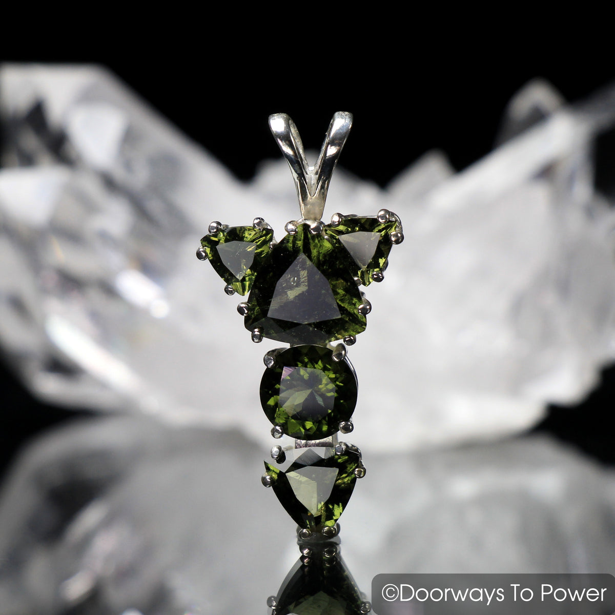 Faceted Moldavite Gemstones Pendant 'The Winged Sun RA'  Protective Amulet