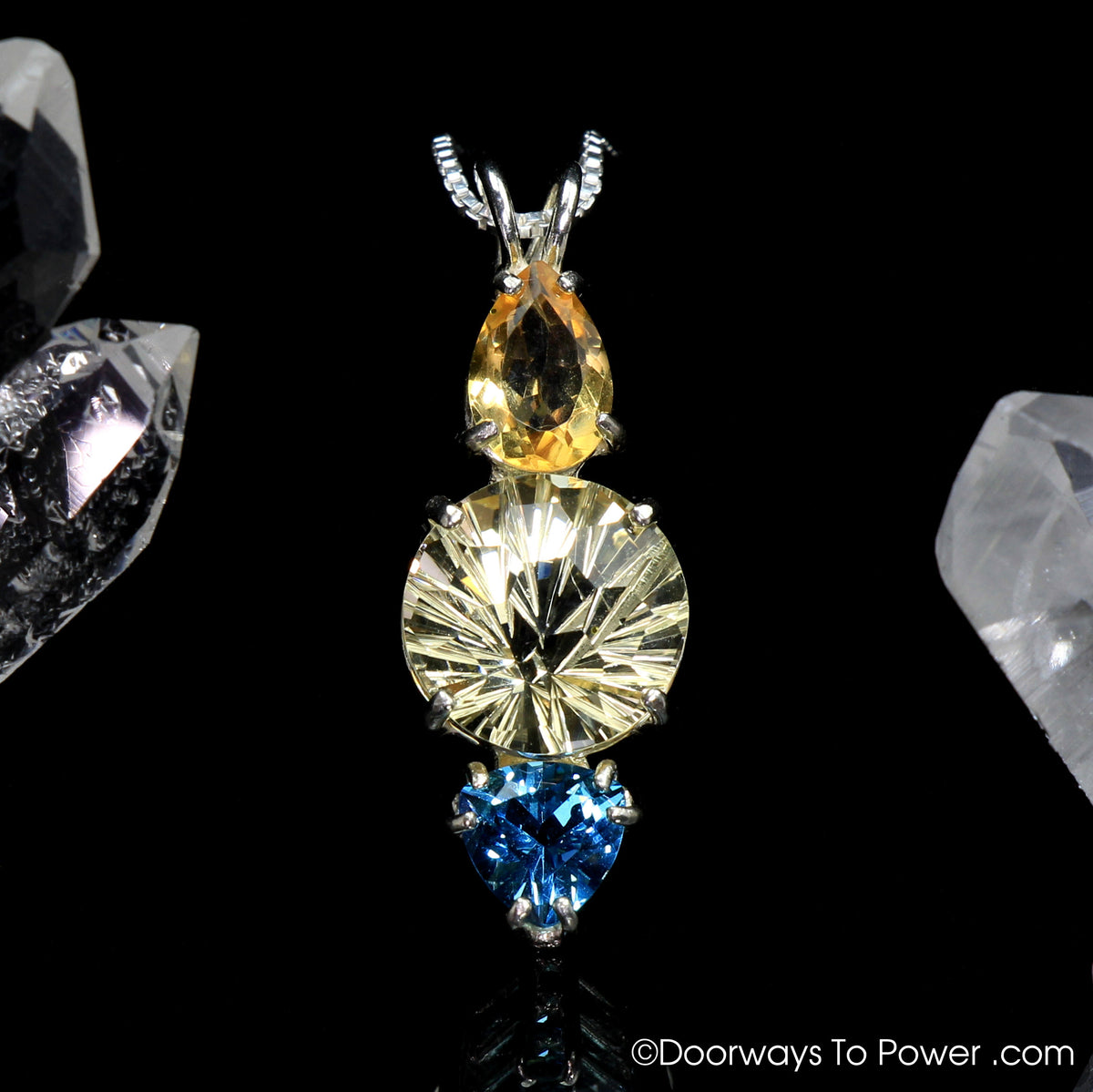 Citrine Golden Labradorite Super Nova Pendant & Tibetan Blue Obsidian