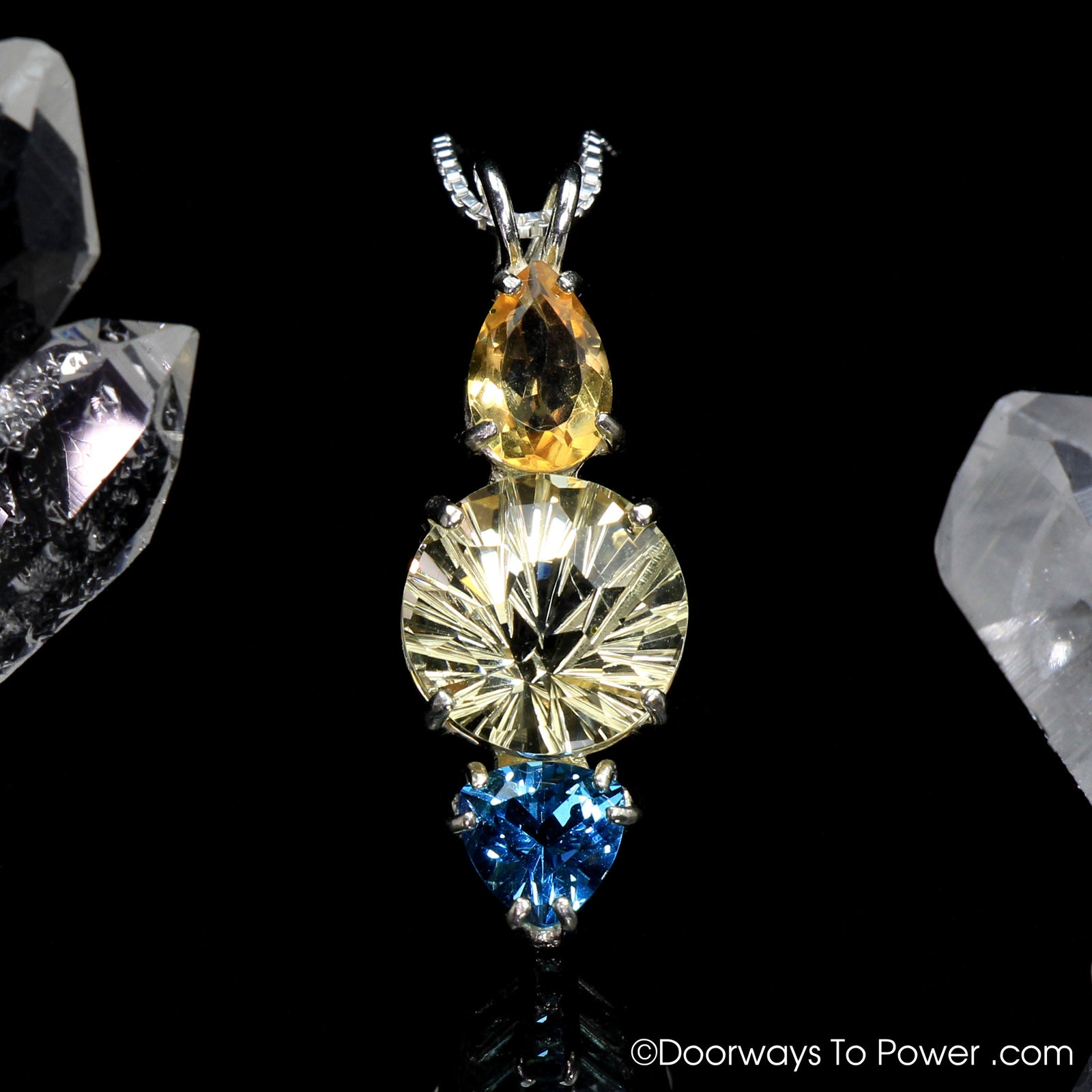 Citrine Golden Labradorite Super Nova Pendant & Tibetan Blue Obsidian