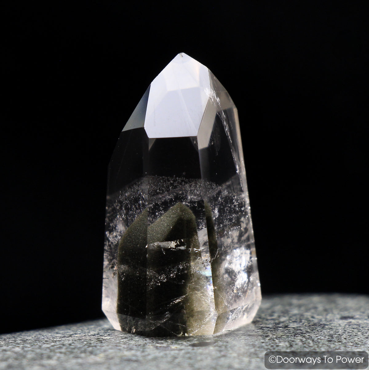 Brookite in Quartz Channeling Crystal Point Synergy 12 Stone Rare