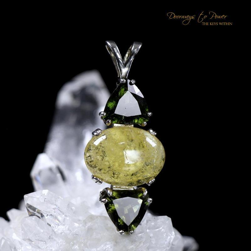 Himalaya Gold Azeztulite Moldavite Pendant