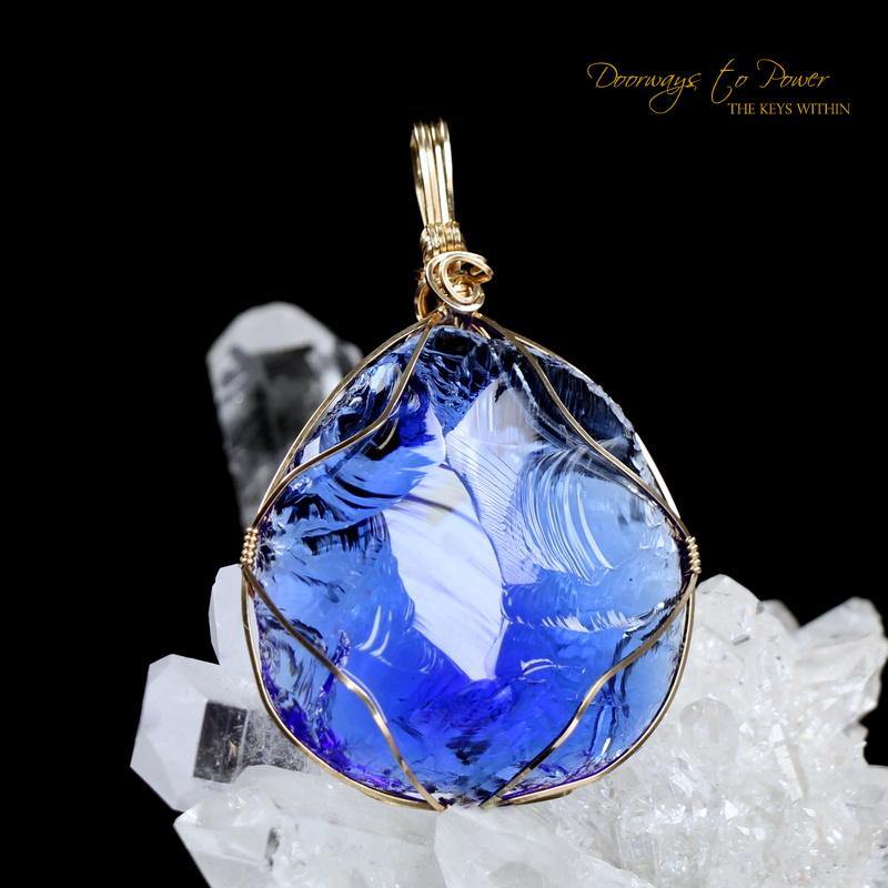 Elestial Starlight Sapphire Andara Pendant 14k Gold \ OverSoul \ 6D