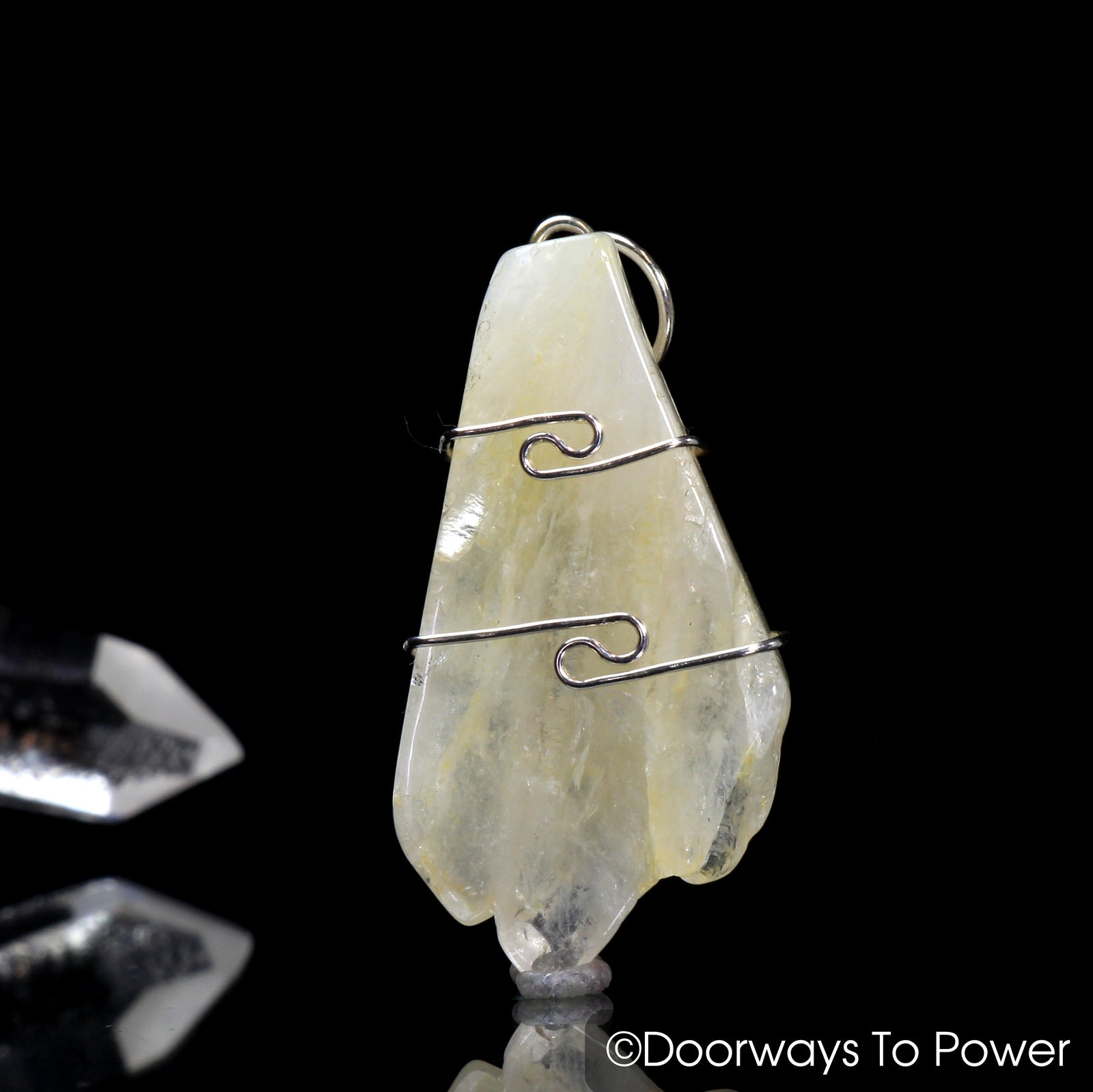 Sauralite Twin Azeztulite Crystal Pendant Azozeo Activated