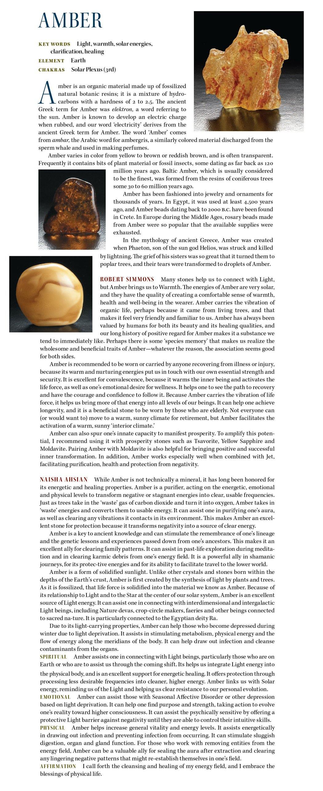 Amber Meaning Book of Stones
