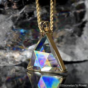 Angel Aura Star of David Triangle Vogel Crystal Pendant 14k Gold