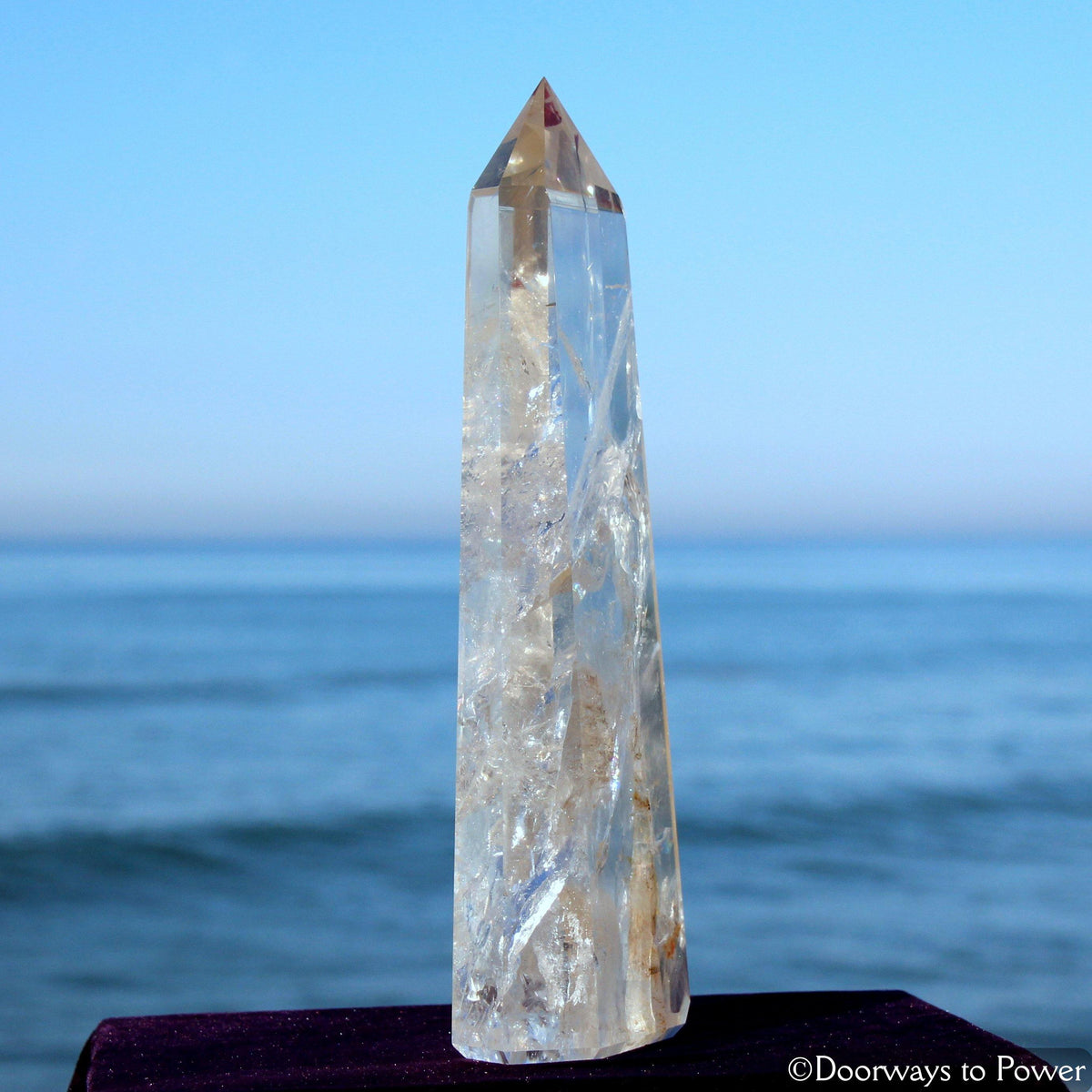 Exquisite Clear Quartz Manifest Spirit Isis Crystal Point w/ Rainbows