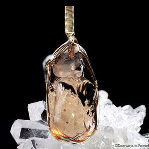 Lemurian Etherium Gold Andara Crystal Pendant 14k 'Light Essence'