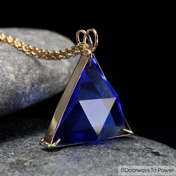 Siberian Blue Quartz Star of David Vogel Crystal Pendant 14k Gold
