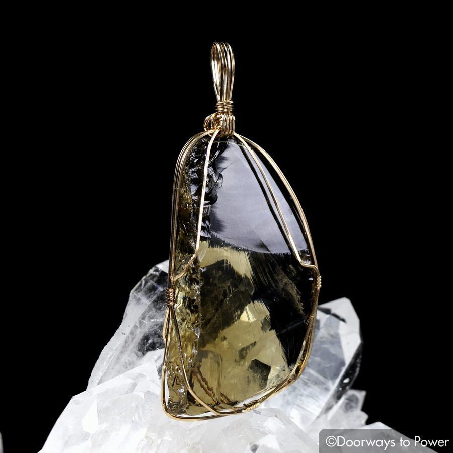 Celestial Gold Monatomic Andara Crystal Pendant 14k 'Grand Shift'