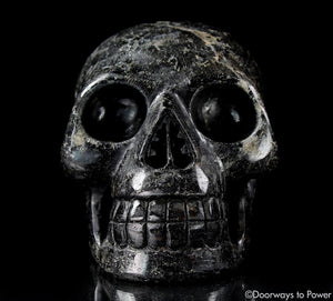 Ancient XL Nuummite Crystal Skull Rare 3 Billion Years Old