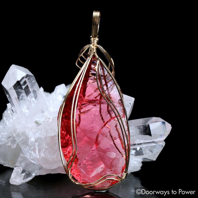 14k Gold VENUS (IAN) PINK Andara Crystal Pendant