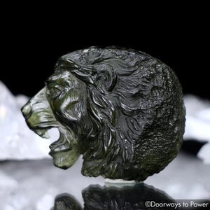 Moldavite Tektite Lion Hand Carved 'Museum Quality'