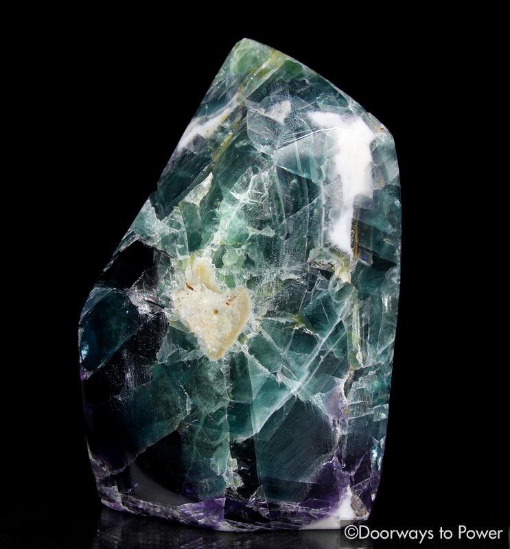 Green Purple Fluorite Crystal Altar Stone XL