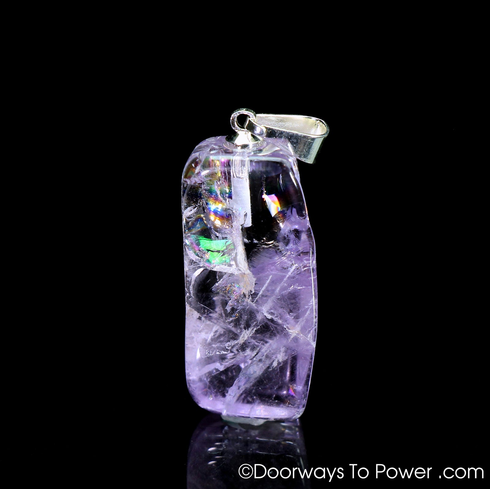 John of God Amethyst Crystal Pendant | Blessed Casa Crystal w/ Rainbows
