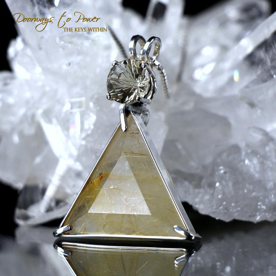 Golden Rutilated Quartz Vogel Star of David Pendant