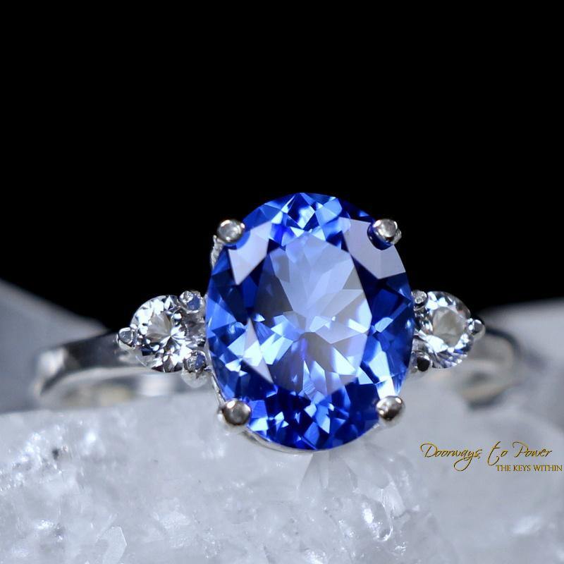 Siberian Blue Quartz Ring with Danburite