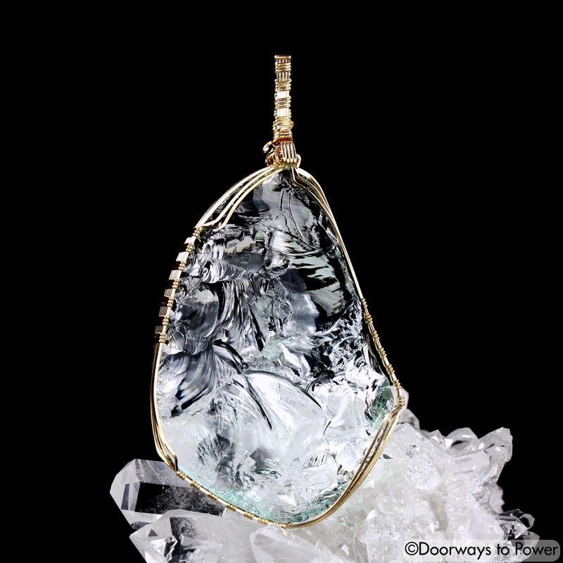 Aqua Serenity Andara Crystal Pendant 14k 'Atlantean Hologram'