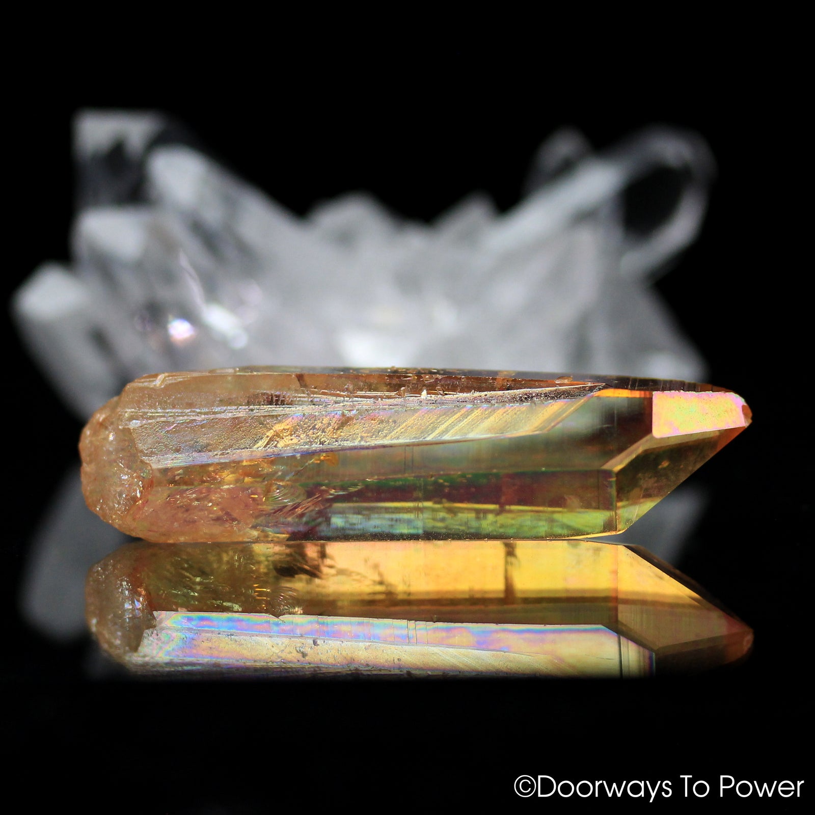 Colombian Lemurian Seed Tangerine Aura Quartz Imperial Gold Crystal