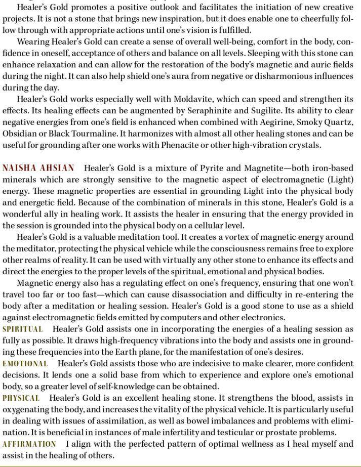 Healers Gold properties book of stones