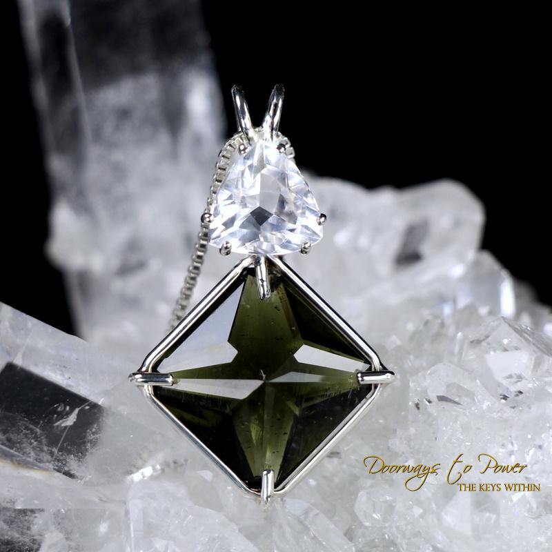 Moldavite Magician Stone Pendant with Petalite