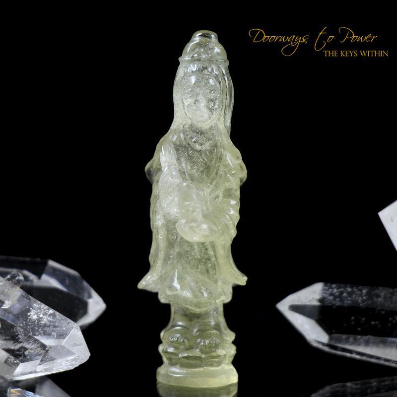 Kwan Yin Crystal Carving Libyan Desert Glass 