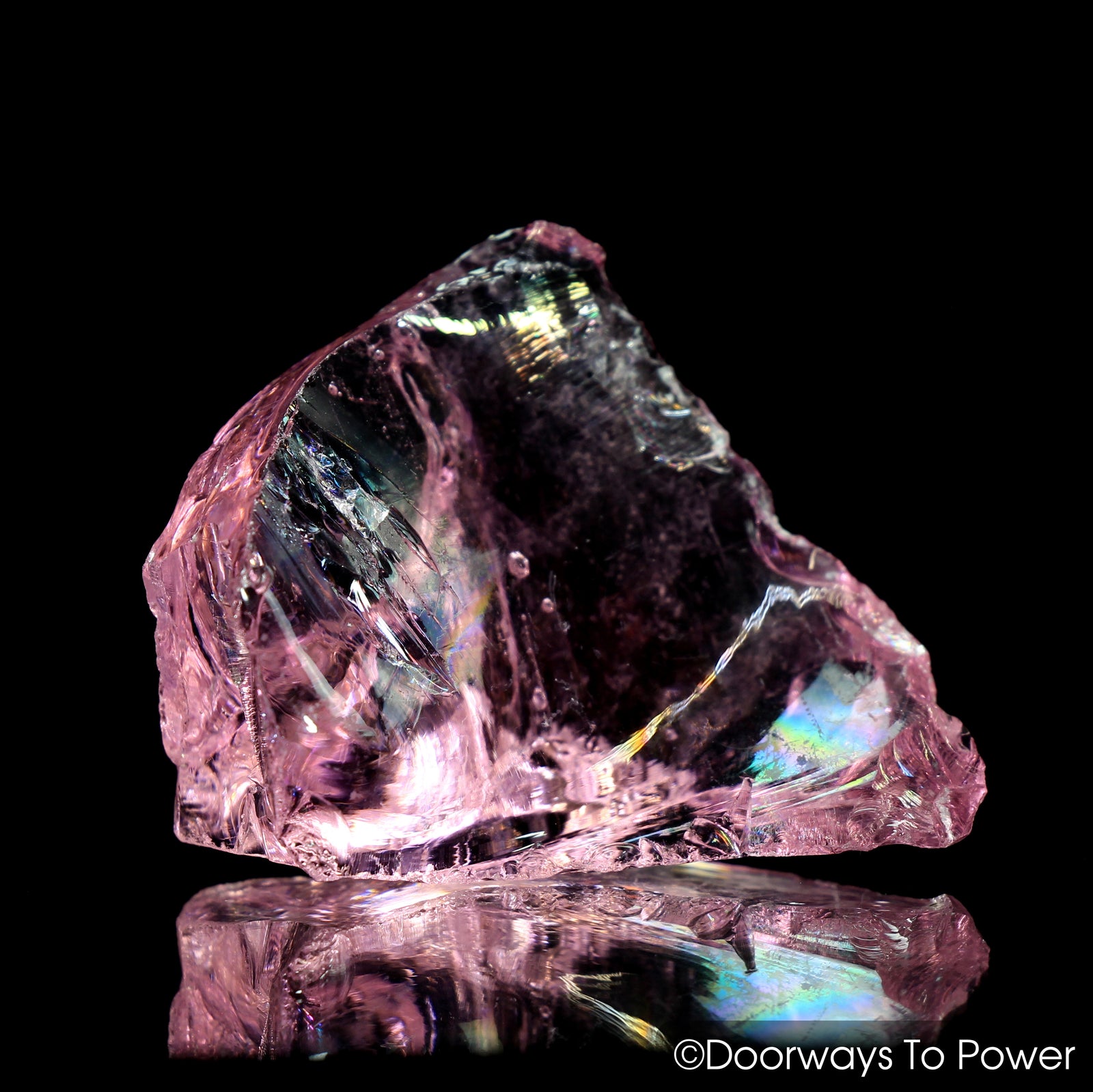 HGW Pink Monatomic Andara Crystal w/ Rainbows 'Heart of God Within'
