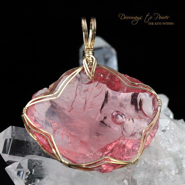 14k Andara Crystal Pendant Venusian Pink