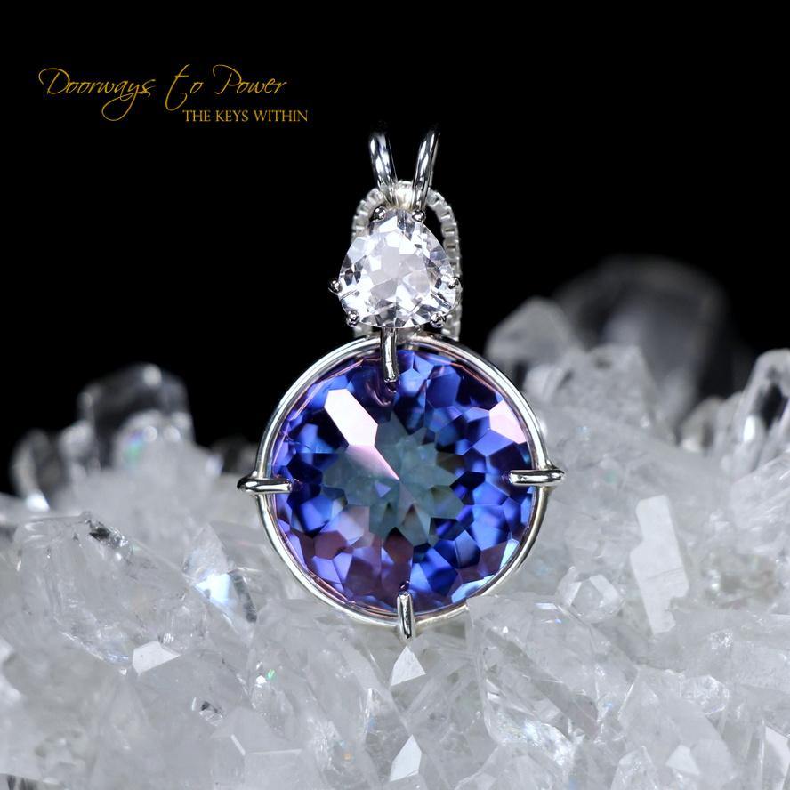 Tanzine Aura Quartz Danburite Radiant Heart Pendant