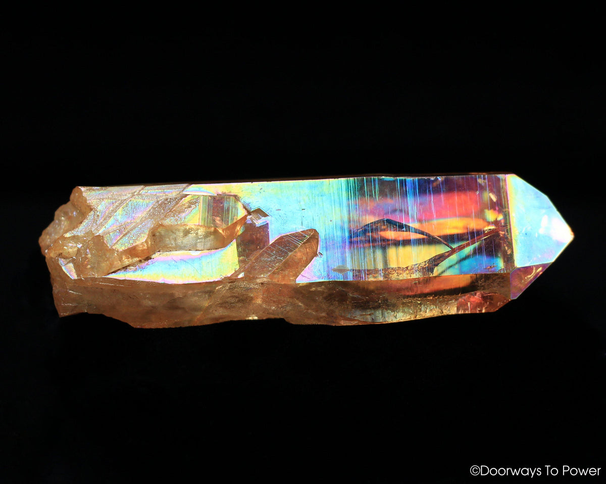Imperial Gold Aura Lemurian Quartz Crystal Time Link 