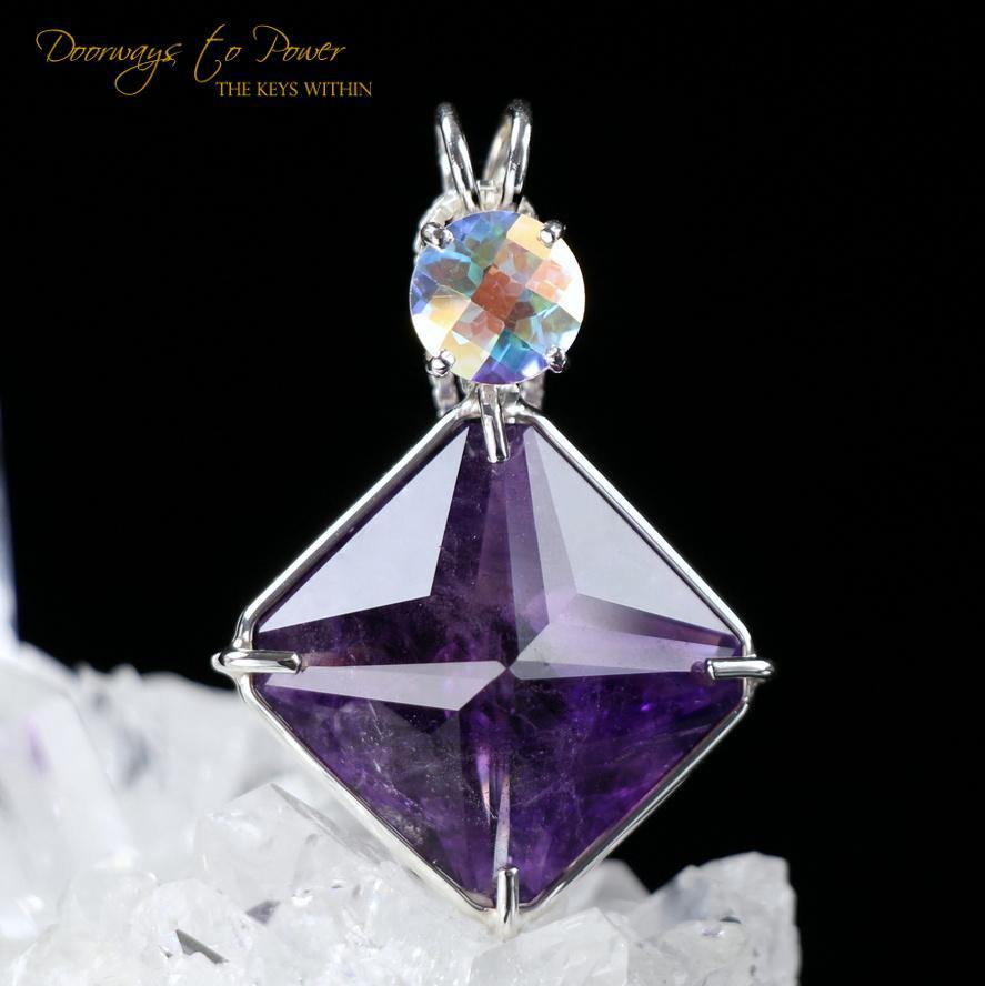 Amethyst Magician Stone Pendant with Mystic Topaz