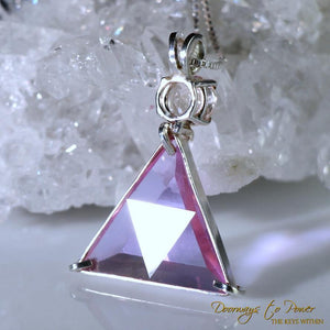Ruby Lavender Quartz & Morganite Vogel Crystal Pendant
